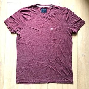 Abercrombie & Fitch Logo Embroidered Pocket T Shirt in Maroon Heather Size S